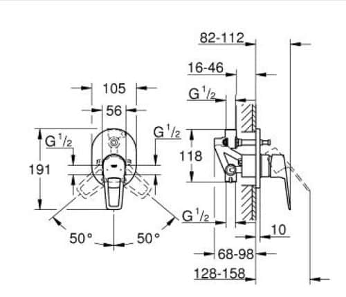 ⁦אינטרפוץ 4 דרך קומפלט GROHE BauLoop 29041001⁩ – תמונה ⁦4⁩